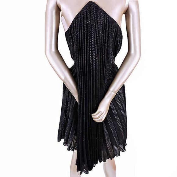 NWT Maria Lucia Hohan Limited Series Knife Pleated Metallic Party Dress - Picture 9 of 16